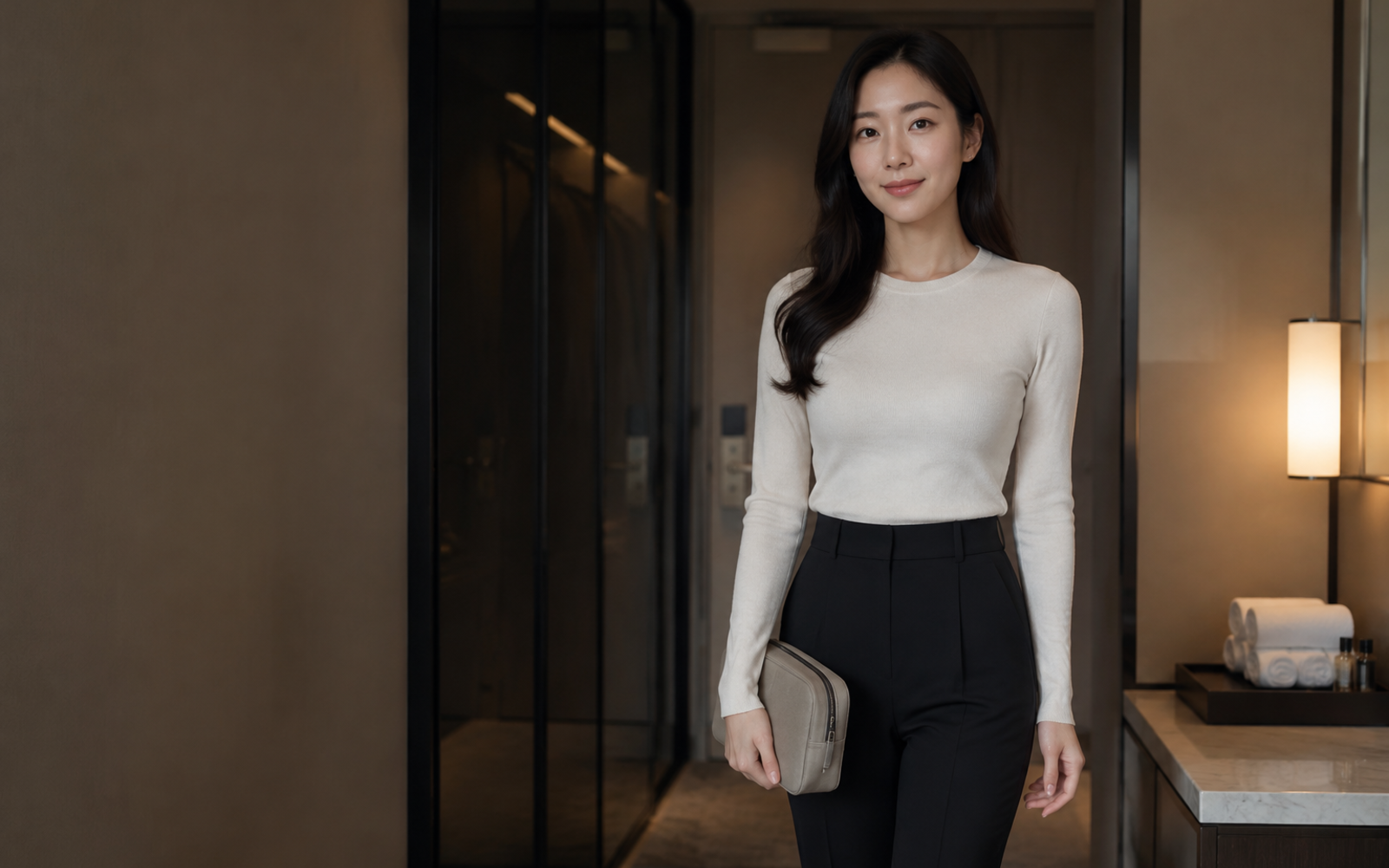 성남 방문 홈케어를 안내하는 젊은 성인 한국 여성 관리사